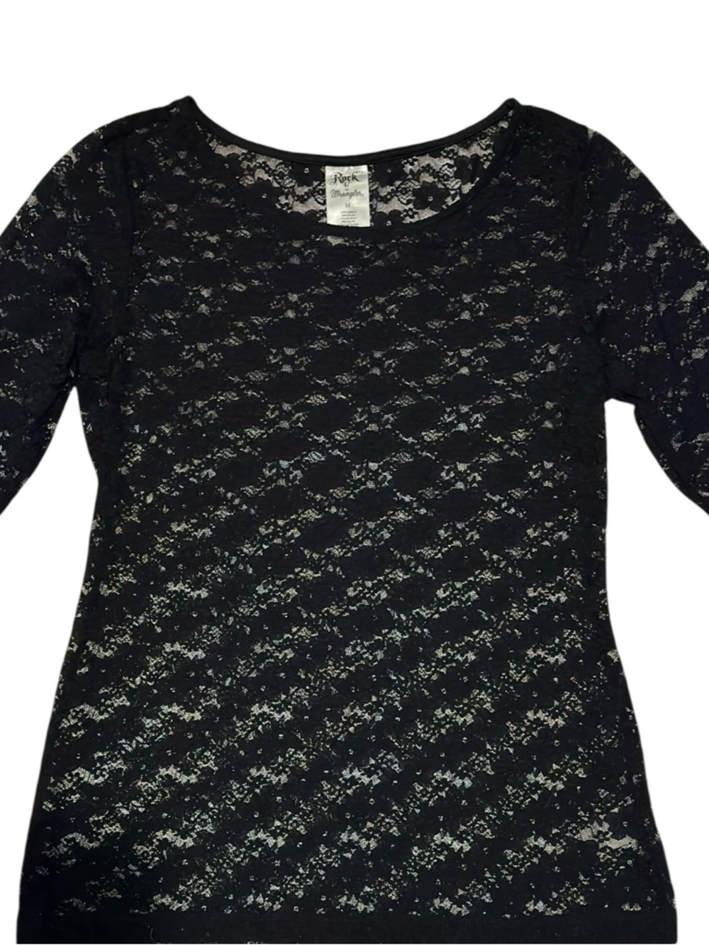 Sheer Black Lace Scoop Neck Blouse